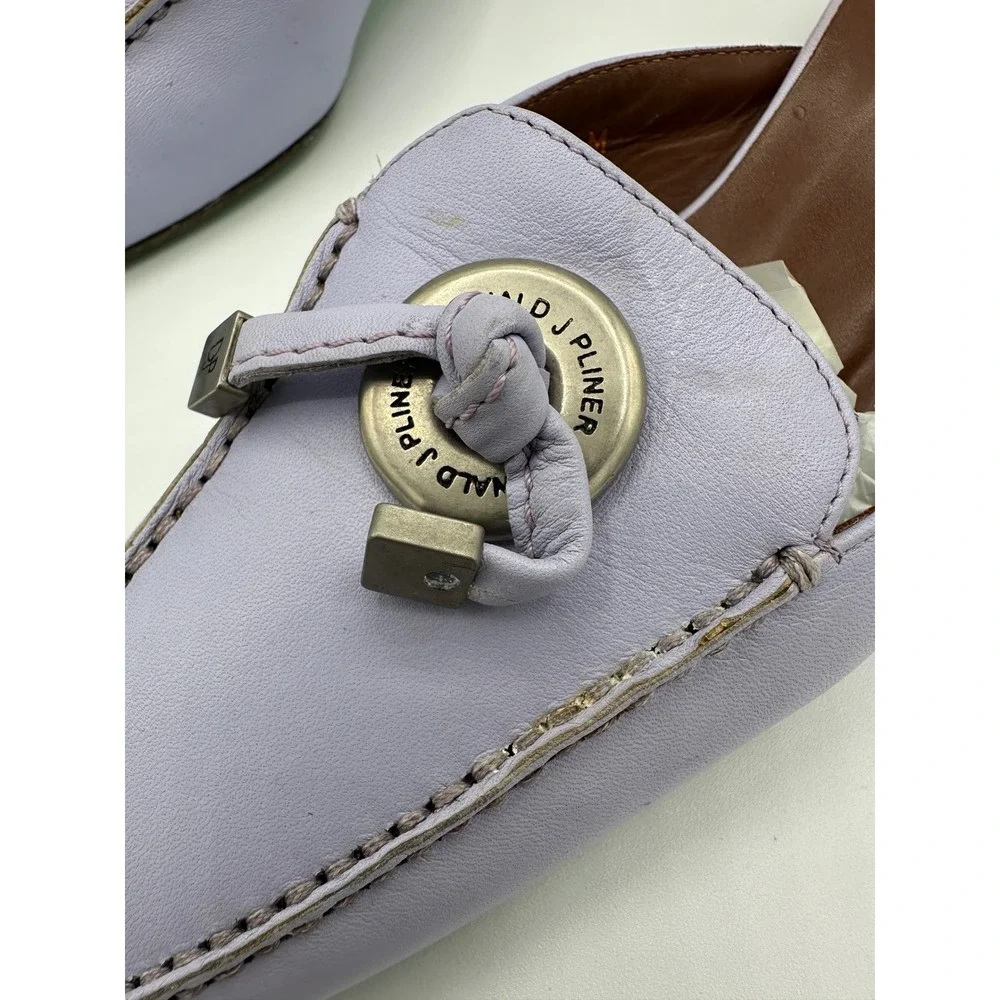 Donald J Pliner Mules Women 7 Lavender Good Leather Kitten Heel Italy Square Toe - Picture 3 of 15